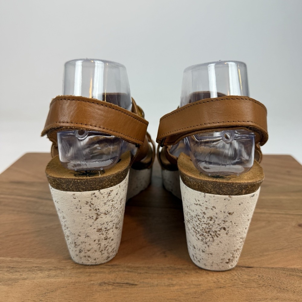 New NWOB Womens OTBT Fair Isles Wedge Leather‎ Sandals Shoes Size 9 M - Picture 6 of 8